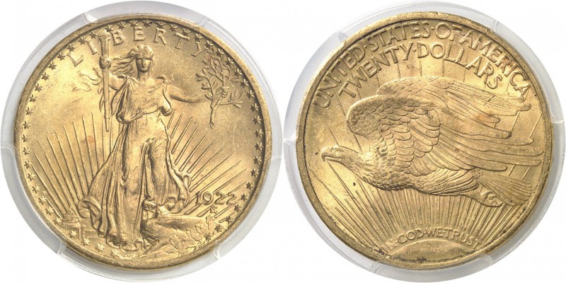 USA République fédérale (1789 à nos jours) 20 dollars or - 1922 Philadelphie. 33...