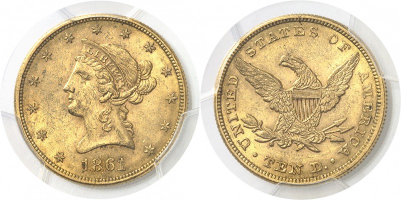 USA République fédérale (1789 à nos jours) 10 dollars or - 1861 Philadelphie. Ra...