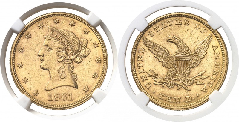 USA République fédérale (1789 à nos jours) 10 dollars or - 1861 Philadelphie. 16...