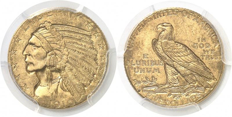 USA République fédérale (1789 à nos jours) 5 dollars or - 1910 D Denver. 8.36g -...