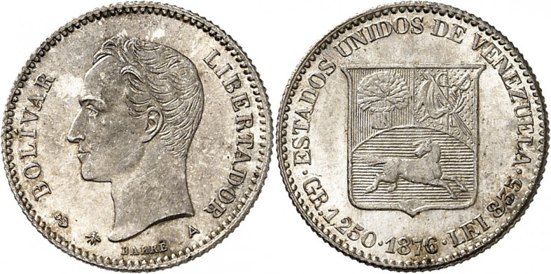 Venezuela République (1823 à nos jours) 5 centavos - 1876 A Paris. Type au A san...
