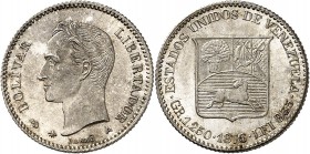 Venezuela République (1823 à nos jours) 5 centavos - 1876 A Paris. Type au A sans empattement. Rarissime dans cette qualité. 1.25g - KM 12.2 FDC - NGC...