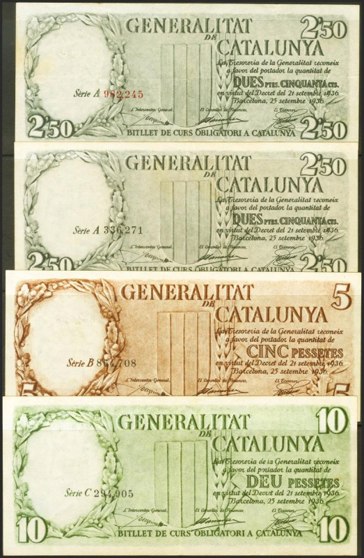 Serie completa de los 4 billetes de la Generalitat de Catalunya que incluye el 2...