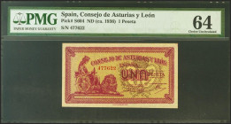 1 Peseta. 1937. Asturias y León. Sin serie. (Edifil 2021: 397. Pick: S604). SC. Encapsulado PMG64.