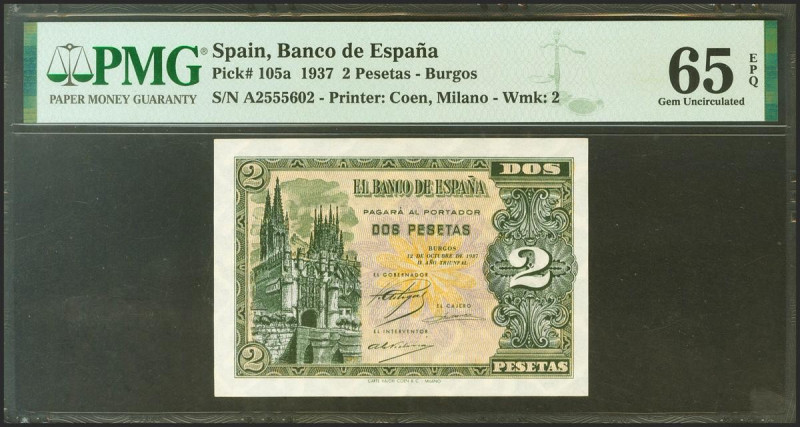 2 Pesetas. 12 de Octubre de 1937. Serie A. (Edifil 2021: 426, Pick: 105a). Inusu...