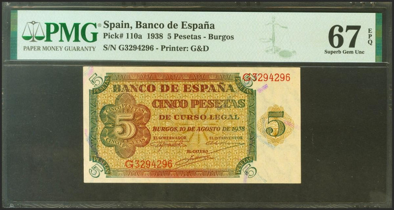 5 Pesetas. 10 de Agosto de 1938. Serie G. (Edifil 2021: 435a, Pick: 110a). Raro ...