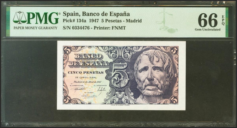 5 Pesetas. 12 de Abril de 1947. Sin serie. (Edifil 2021: 454, Pick: 134a). Raro ...