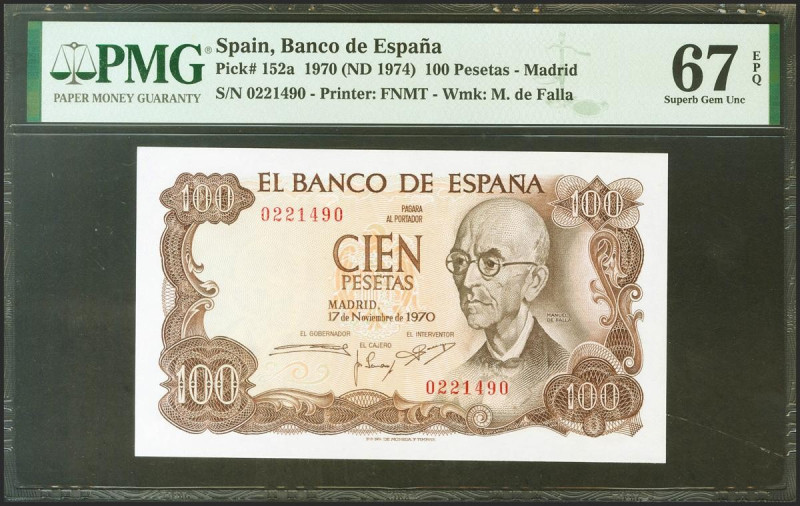 100 Pesetas. 17 de Noviembre de 1970. Sin serie. (Edifil 2021: 472, Pick: 152a)....