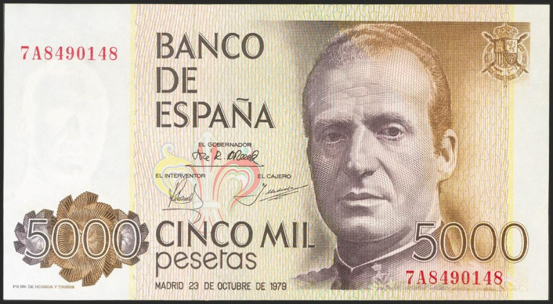 5000 Pesetas. 23 de Octubre de 1979. Error de impresión en el reverso. Serie 7A....