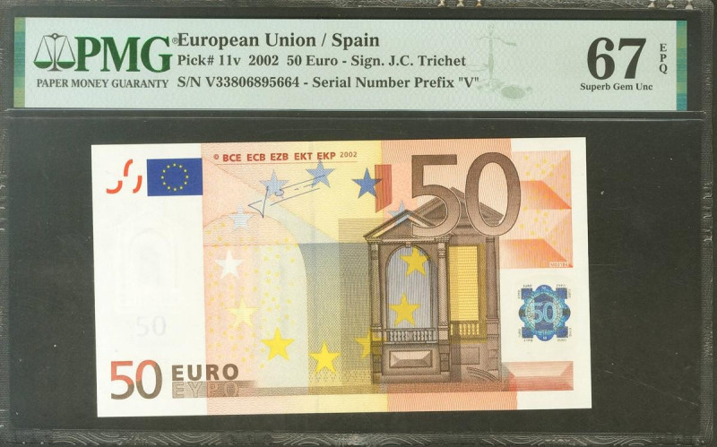 50 Euros. 1 de Enero de 2002. Firma Trichet. Serie V (España). (Edifil 2017: 489...