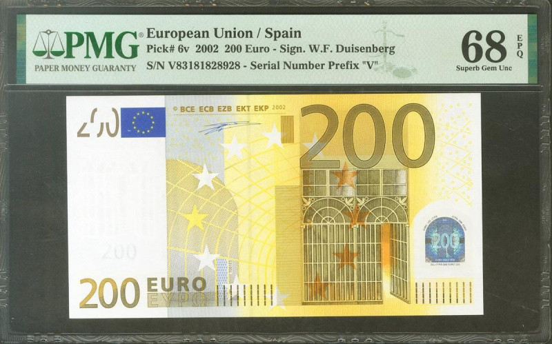 200 Euros. 1 de Enero de 2002. Firma Duisenberg. Serie V (España). (Edifil 2021:...