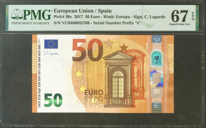 50 Euros. 4 de Abril de 2017. Firma Lagarde. Serie V (España). (Edifil 2021: 496...