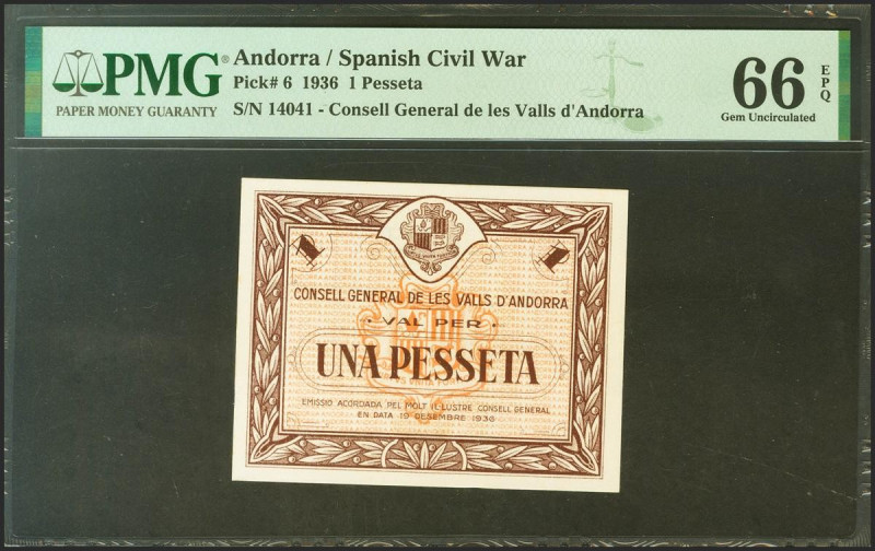 ANDORRA. 1 Pesseta. 19 de Diciembre de 1936. Sin serie. (Edifil 2021: 3, Pick: 6...