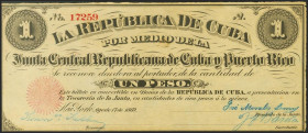 REPUBLICA DE CUBA. 1 Peso. 10 de Julio de 1869. 17 de Agosto de 1869. Serie A. (Edifil 2021: 35). EBC+.