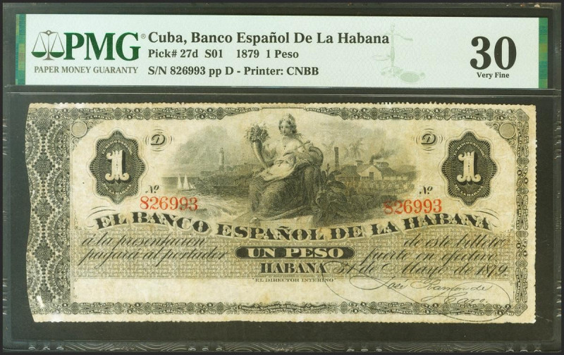CUBA. 1 Peso. 31 de Mayo de 1879. Serie D. (Edifil 2017: 54, Echenagusía: 28d, P...