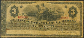 CUBA. 3 Peso. 6 de Agosto de 1883. Serie B. (Edifil 2021: 61). BC.