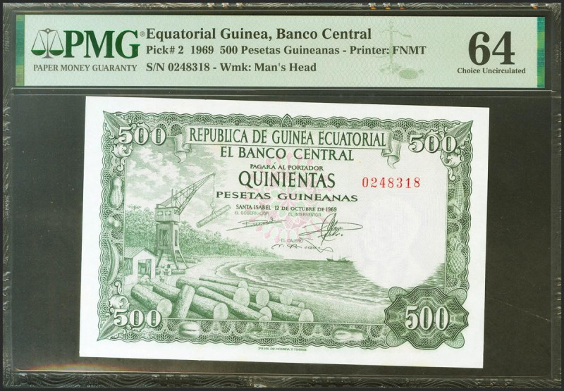 GUINEA ECUATORIAL. 500 Pesetas. 12 de Octubre de 1969. Sin serie. (Pick: 2). SC....