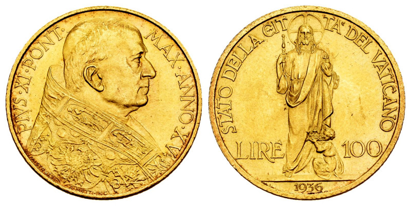 Vatican. Pius XI. 100 lire. 1936 (Anno XV). Rome. (Km-10). (Fried-285). (Pagani-...