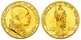 Vatican. Pius XII. 100 lire. 1940. Rome. (Fried-286). (Pagani-706). (Mont-509). Au. 5,20 g. Almost MS. Est...400,00. 

Spanish Description: Vaticano...