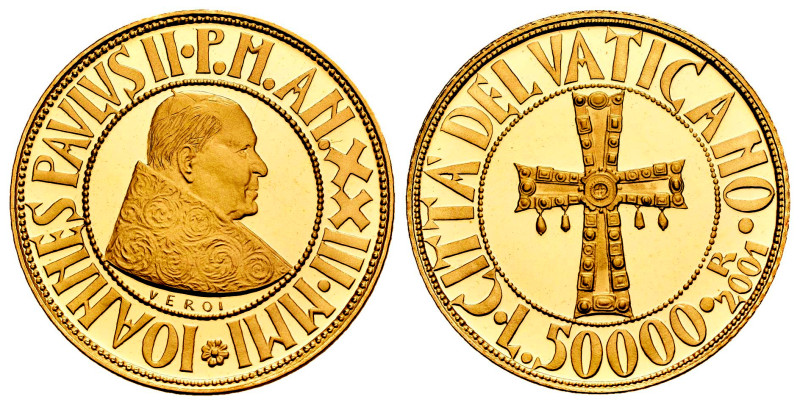 Vatican. Joannes Paulus II. 50.000 lire. 2001. R. (Km-390). (Fried-437). Au. 7,5...