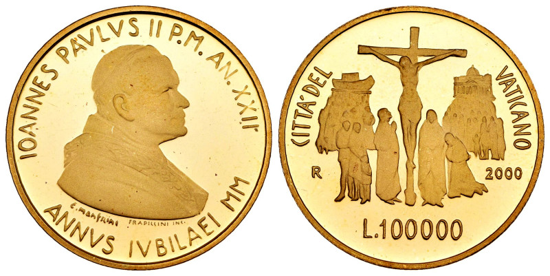 Vatican. Joannes Paulus II. 100.000 lire. 2000. R. (Km-357). (Fried-434). Au. 15...