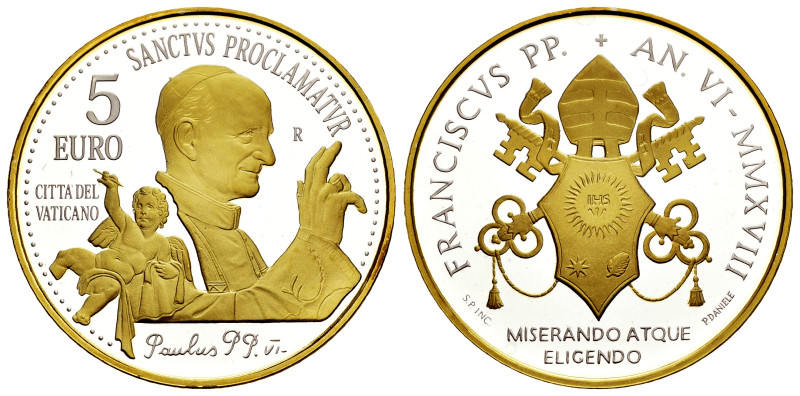 Vatican. Franciscus. 5 euros. 2018. R. Ag. 18,00 g. Canonization of Pope Paul VI...
