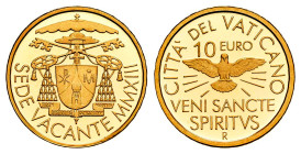 Vatican. Sede Vacante. 10 euros. 2013. R. (Km-443). (Fried-468). Au. 3,00 g. In a box and with offical certificate. Mintage: 5.000. PROOF. Est...180,0...
