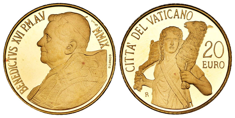 Vatican. Benedictus XVI. 20 euros. 2009. R. (Km-416). (Fried-455). Au. 6,00 g. I...