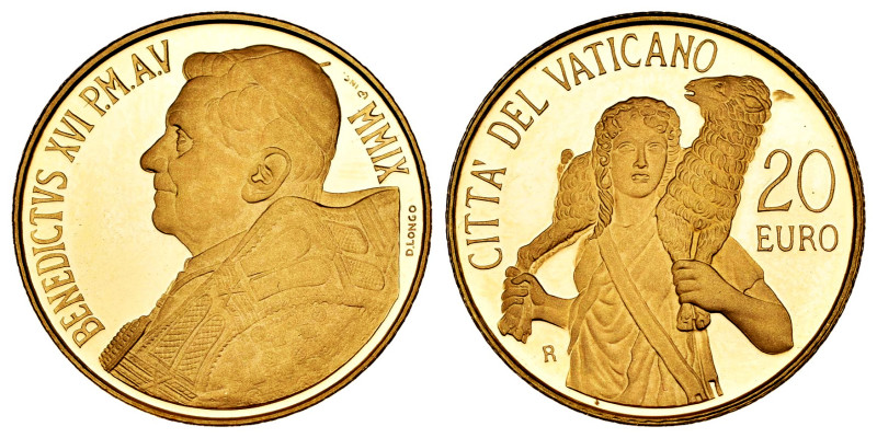 Vatican. Benedictus XVI. 20 euros. 2009. R. (Km-416). (Fried-455). Au. 6,00 g. M...