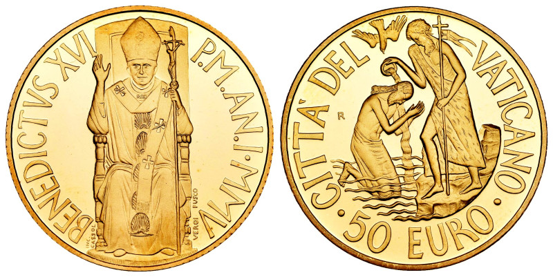 Vatican. Benedictus XVI. 50 euro. 2005. R. (Km-393). (Fried-444). Au. 15,00 g. I...