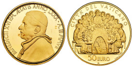 Vatican. Benedictus XVI. 50 euro. 2007. R. (Km-403). (Fried-448). Au. 15,00 g. In a box and with offical certificate. Mintage: 3.424. PROOF. Est...700...