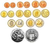 Vatican. Joannes Paulus II. Set of 9 proofs from 2002. From 1 cent to 2 euro + argentum medal "L'Arte interpreta l'Arte, Il Giudizio Universale di Mic...
