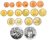 Vatican. Joannes Paulus II. Set of 9 proofs from 2004. From 1 cent to 2 euro + argentum medal "L'Arte interpreta l'Arte, Natività di Giotto" (45 g). M...