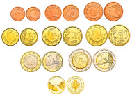 Vatican. Benedictus XVI. Premium set of 9 pieces from 2010. From 1 cent to 2 euro + a gold proof medal "La Creazione di Adamo". (3,11 g) (.999 Au). No...