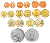 Vatican. Benedictus XVI. Set of 9 proofs from 2011. From 1 cent to 2 euro + argentum medal "Riapertura della Biblioteca Apostolica Vaticana" (45 g). M...