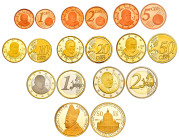 Vatican. Franciscus. Vatican. Franciscus. Set of 9 proofs from 2012. From 1 cent to 2 euro + 50 euro gold coin "Decennial of the Vatican Euro" (15 g)....