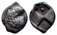 Thrace, Chersonesos AR Hemidrachm. (13mm, 2.5 g) c. 386-338. Forepart of lion r., head l. / Four-part incuse square with alternating raised and sunken...