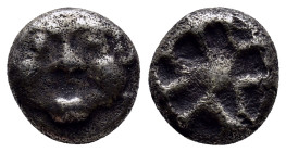 Mysia, Parion AR Drachm. (12mm, 3.1 g) 5th century BC. Facing gorgoneion, with mouth open and tongue protruding / Rough square incuse.