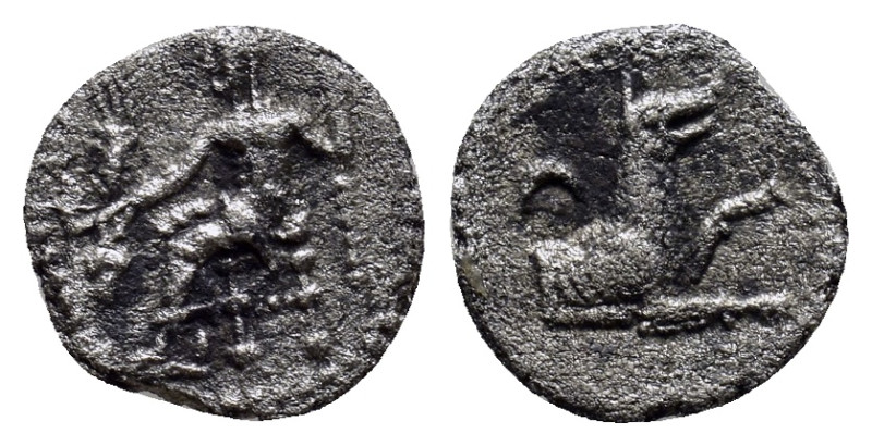 LYCAONIA, Laranda. Circa 324/3 BC. AR Obol (11mm, 0.6 g). Baaltars seated left, ...