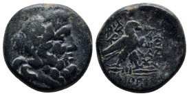 PHRYGIA. Amorion. (2nd-1st centuries BC). Pole- and Klear-, magistrates. Ae. (20mm, 7.9 g) Obv: Laureate head of Zeus right. Rev: ΠOΛE / [KΛEAP] / AM[...