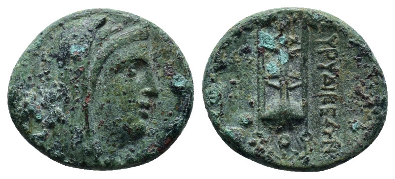IONIA. Smyrna (as Euridikeia). Ae (18mm, 3.8 g) (288-281 BC). Obv: Veiled head o...