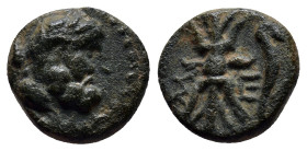 PISIDIA. Selge. Ae (12mm, 2.2 g) (2nd-1st centuries BC). Obv: Head of Herakles right, with club over shoulder. Thunderbolt and arc terminating in head...