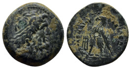 Ptolemaic Kingdom. Ptolemy III Euergetes. 246-222 B.C. AE (17mm, 3.4 g). Uncertain mint in southwestern Asia Minor. Diademed head of Zeus-Ammon right ...