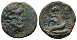 MYSIA, Pergamon. After 133 BC. Æ (20mm, 6.9 g). Laureate head of Asklepios right / Serpent entwined around omphalos.