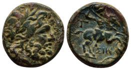 PISIDIA, Isinda (Circa 2nd-1st century BC) AE Bronze (20mm, 6.4 g) Obv: Laureate head of Zeus r. Rev: IΣIN Horseman on prancing horse r., hurling spea...