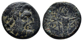PHRYGIA, Apameia. Circa 88-40 BC. Æ (17mm, 6.0 g). Laureate head of Zeus right / Facing statue of Artemis Anaïtis.