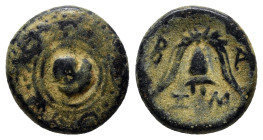 Kings of Macedon. Uncertain mint in Asia Minor. Alexander III "the Great" 336-323 BC. Struck circa 323-310 BC Bronze Æ (16mm, 4.5 g). Macedonian shiel...