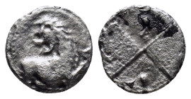 Thrace, Chersonesos, c. 386-338 BC. AR Hemidrachm (12mm, 1.6 g). Forepart of lion r., head l. R/ Quadripartite incuse square with alternating raised a...