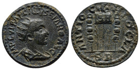 Pisidia. Antioch. Volusian AD 251-253. Bronze Æ (23mm, 7.6 g). IMP C V IMP GALVSSIANO AVG, radiate, draped and cuirassed bust right / ANTIO-C-HIO CLA,...