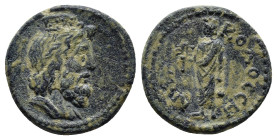 PHRYGIA. Colossae. Pseudo-autonomous. Time of the Severans (193-235). Ae. (19mm, 4.0 g) Obv: Head of Serapis right, wearing calathus. Rev: KOΛOCCHNΩN....